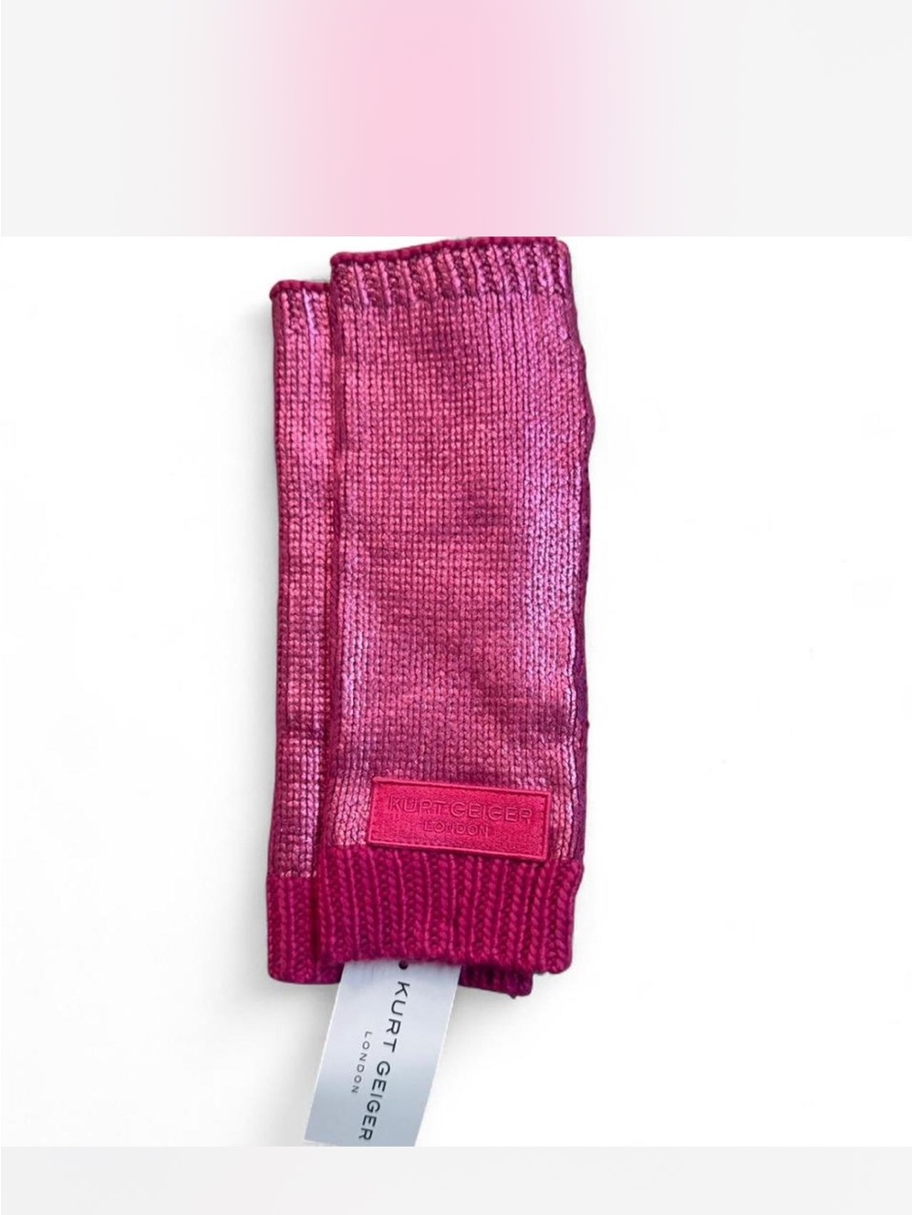 Kurt Geiger Fuchsia Metalic Knit fingerless gloves
